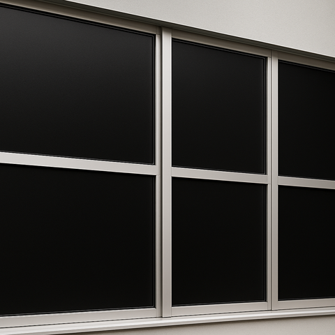 black opaque film on windows