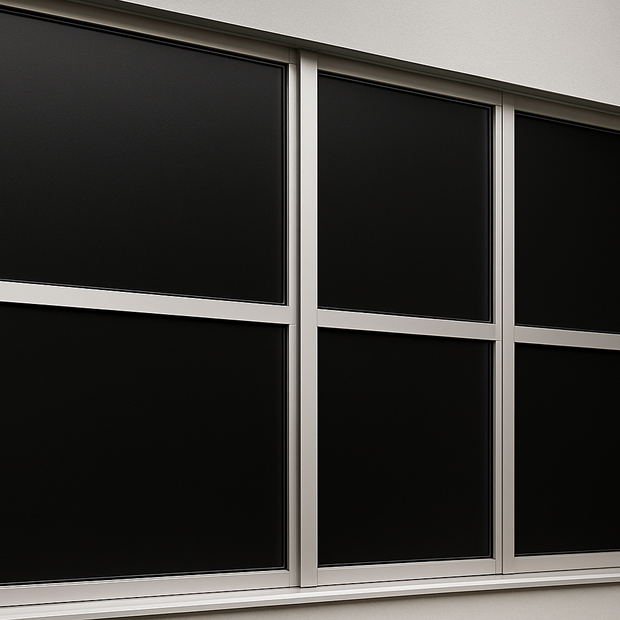 black opaque film on windows