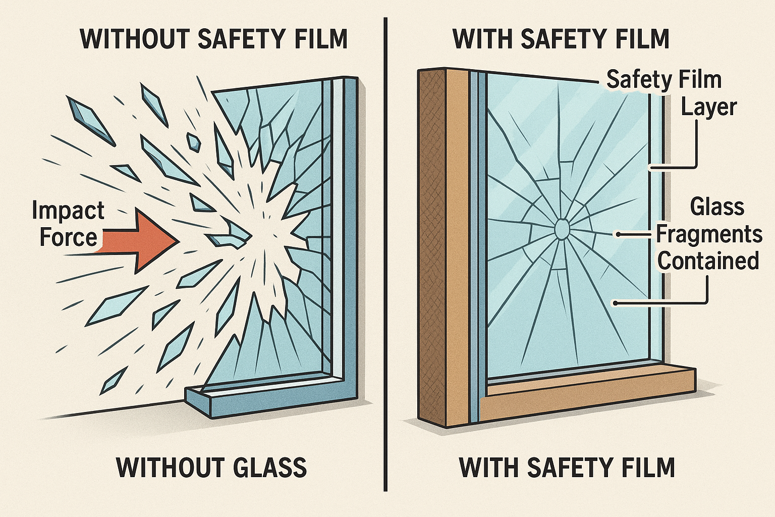 iamge of how safety window film protects